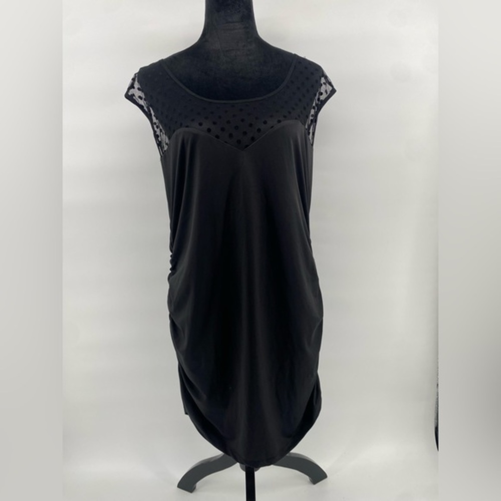 Ember Sleeveless Dress Top with Shear Polka Dot Neckline‎ - Picture 2 of 3